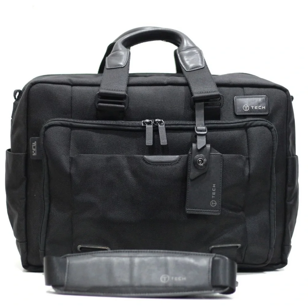 Tumi T-Tech Network T-Pass Expandable Solid Nylon Messenger Briefcase Bag